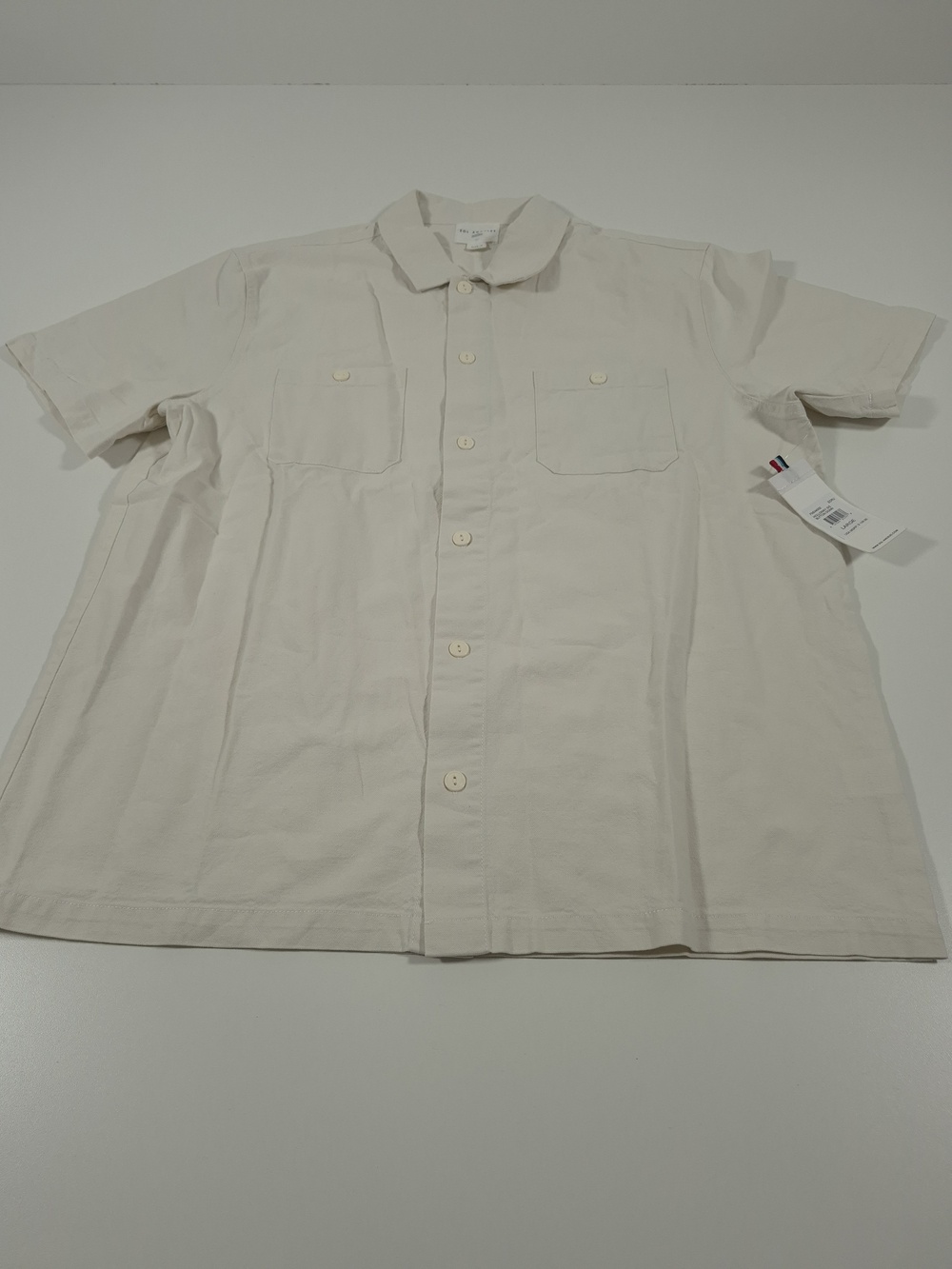 Sol Angeles Shirt Mens L Beige Holloway Short Sleeve Button Up Cotton Casual